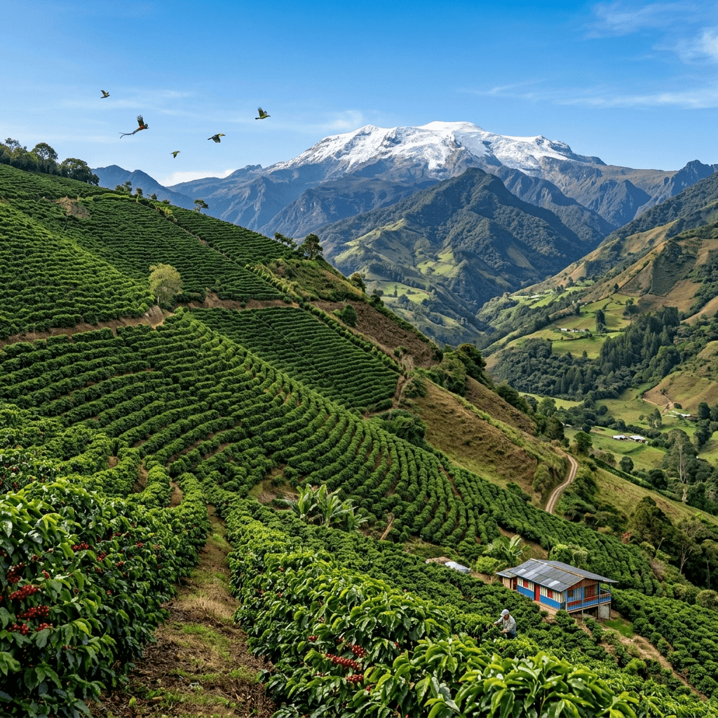 Coffee plantation at golden hour